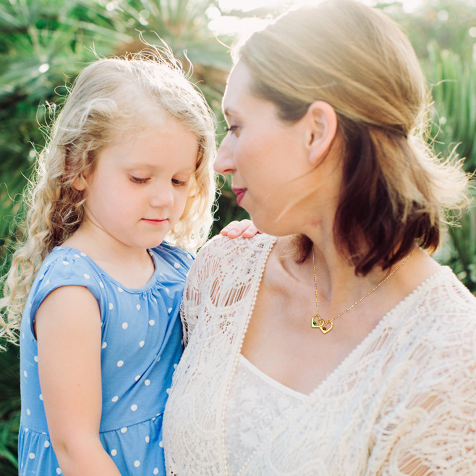Personalized Dimensional heart birthstone necklace with engraved name for Women
