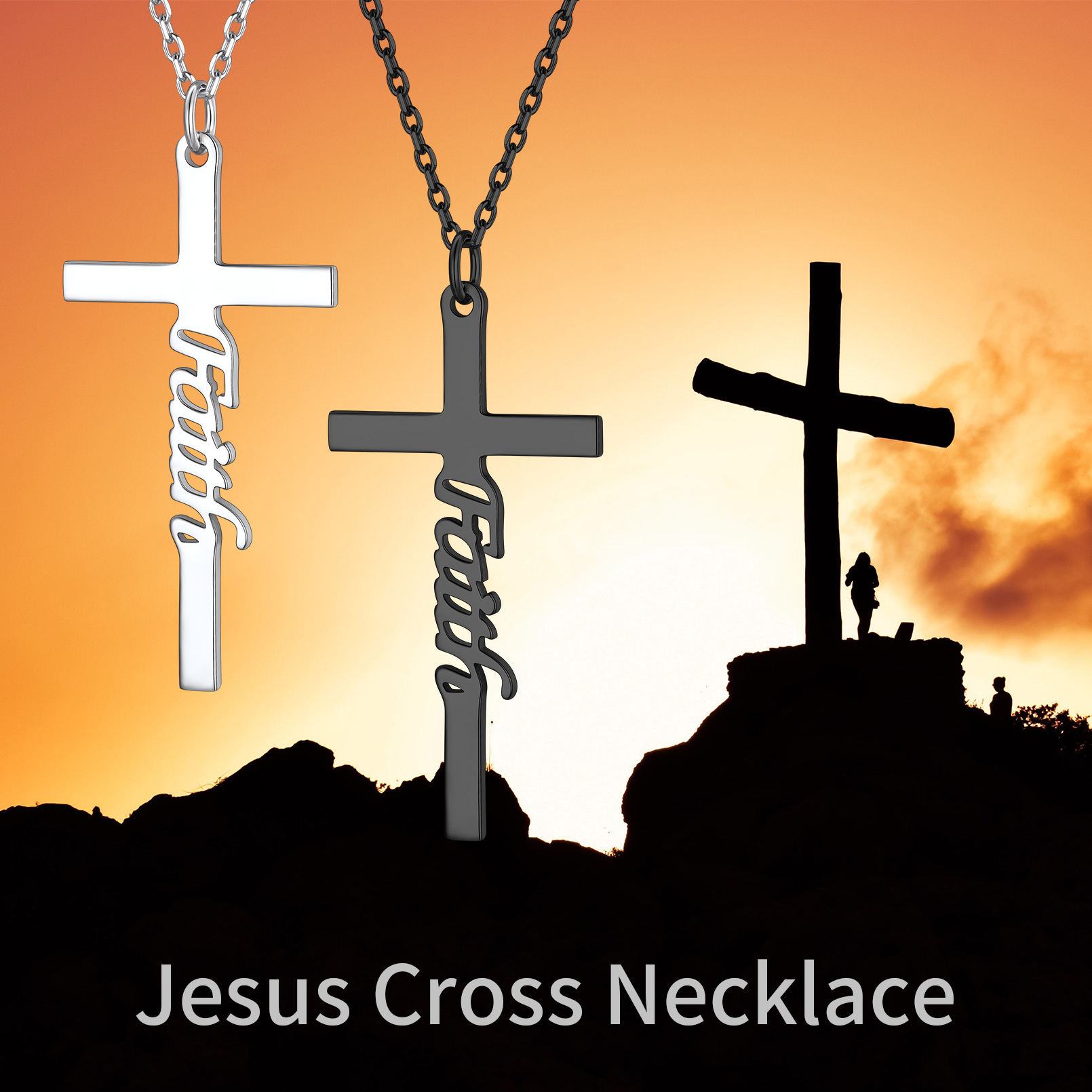 ChicSilver Sterling Silver Faith Christian Cross Necklace