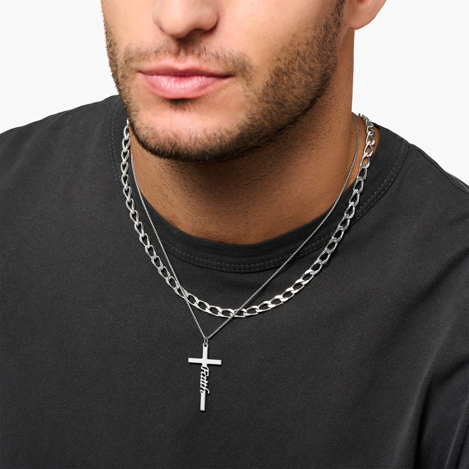 Faith Christian Cross Necklace for Men, Father, boyfriend, teenager, husband
