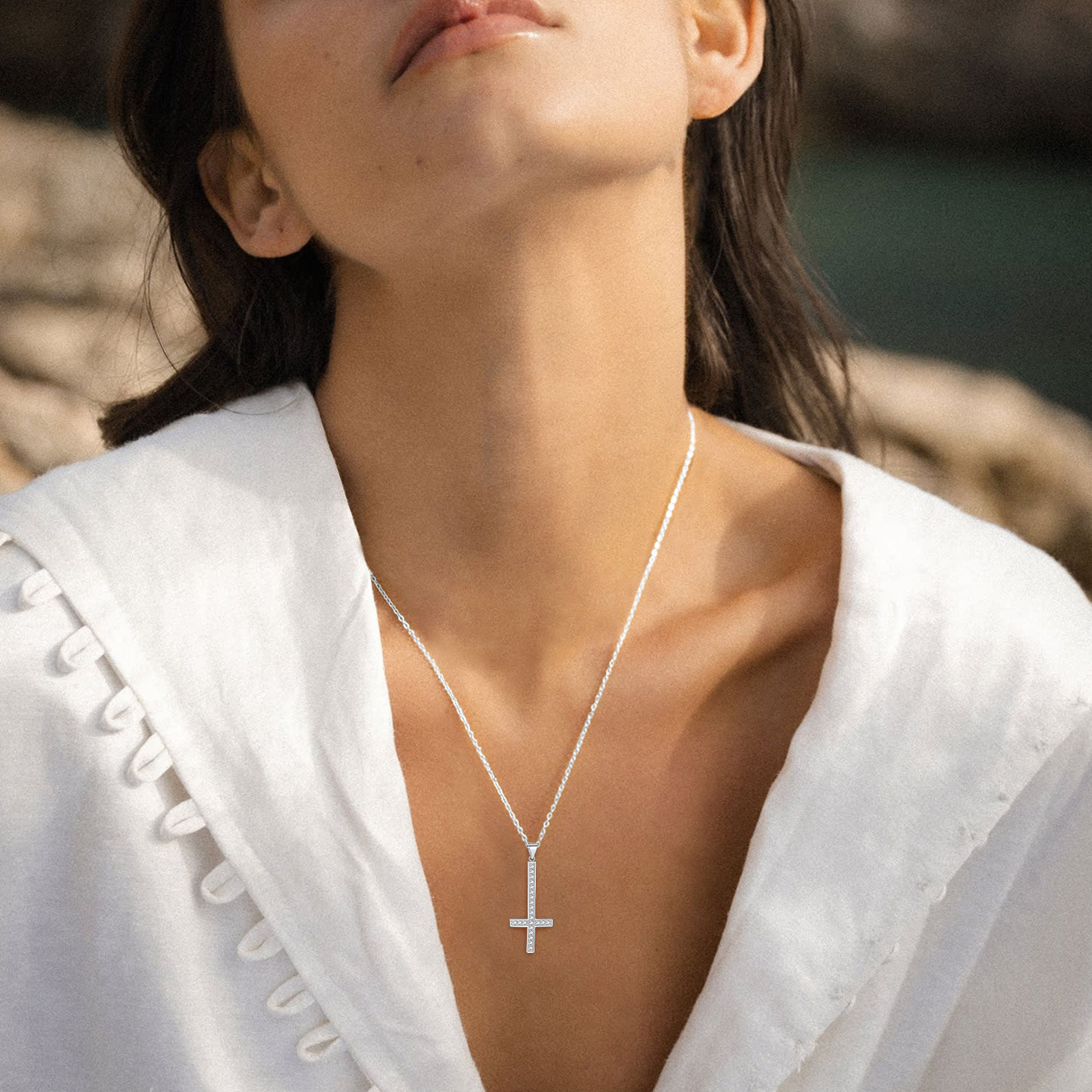 Inverted St. Peter's Cross Necklace with Fine Chain