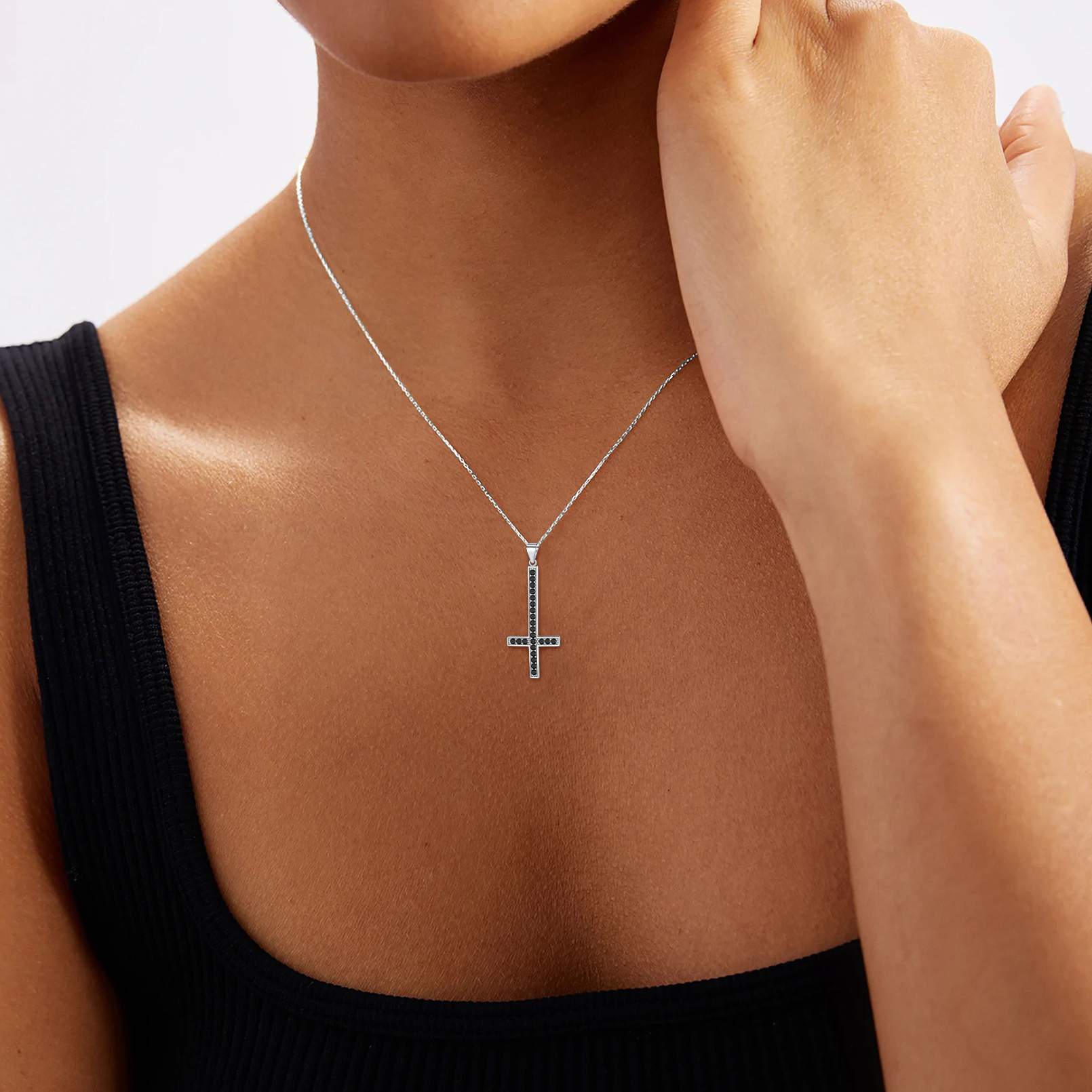 Inverted St. Peter's Cross Necklace with Fine Chain for Women, Ladies, Men, Mother