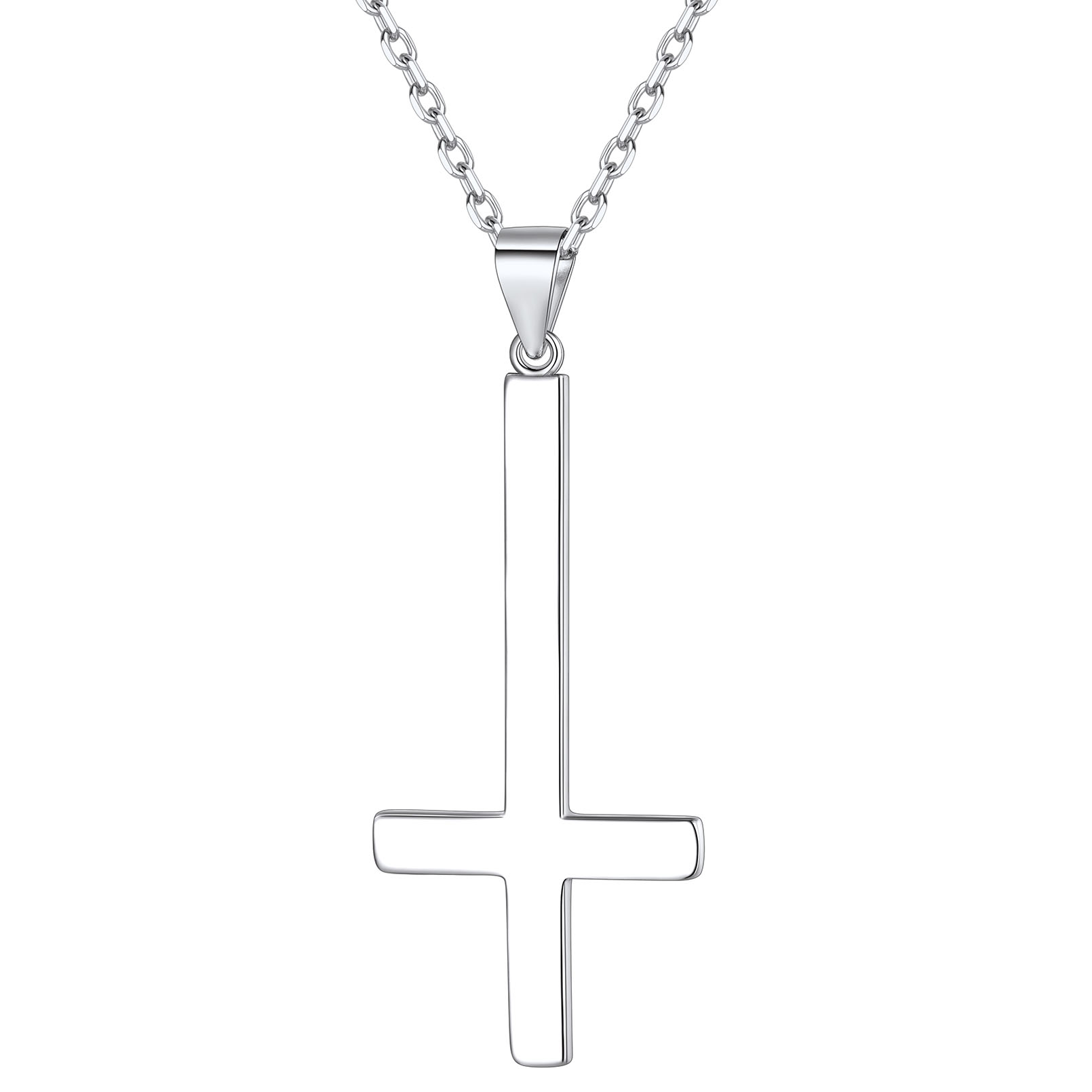Inverted St. Peter's Cross Necklace with Fine Chain
