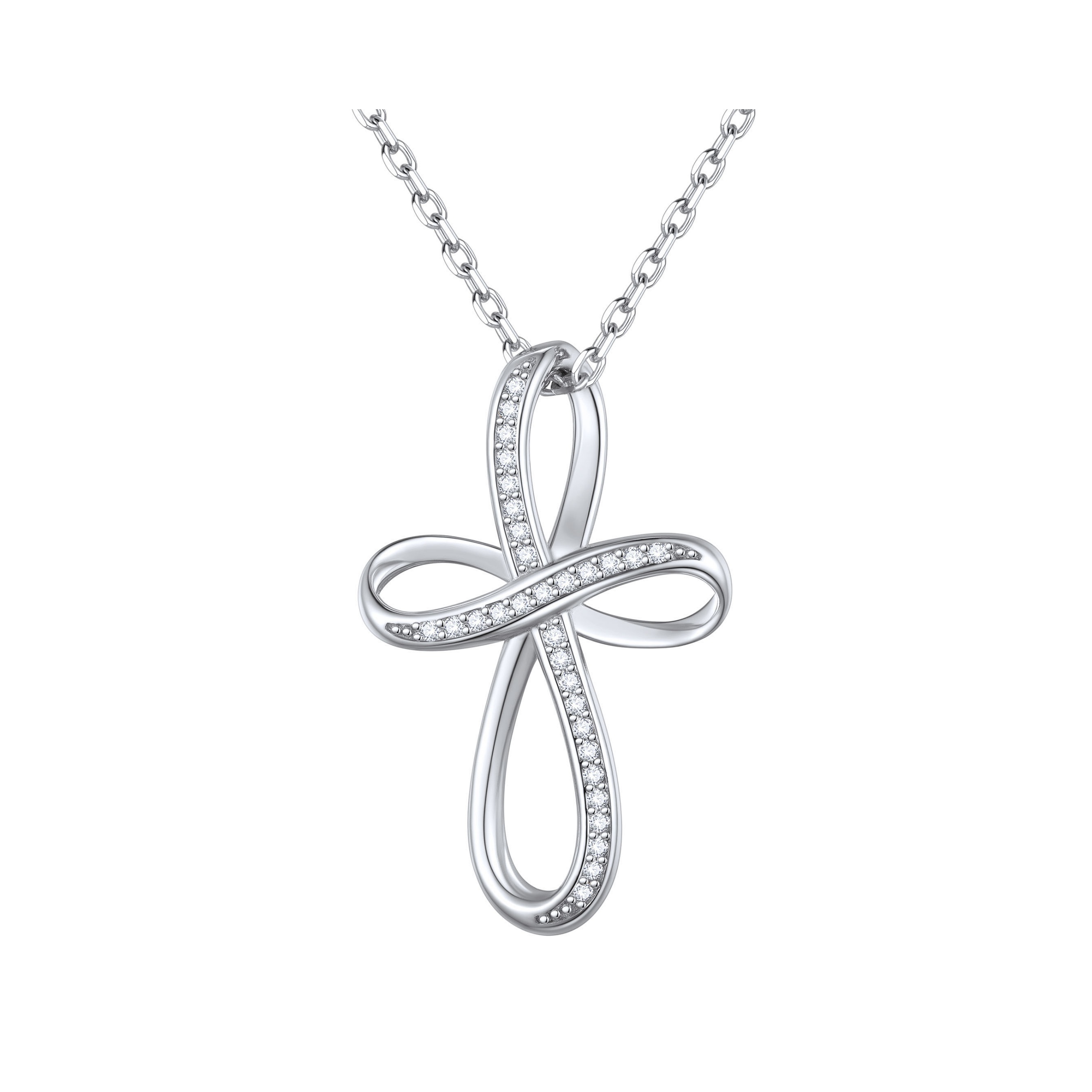 Cubic Zirconia Infinity Cross Adjustable Chain Necklace
