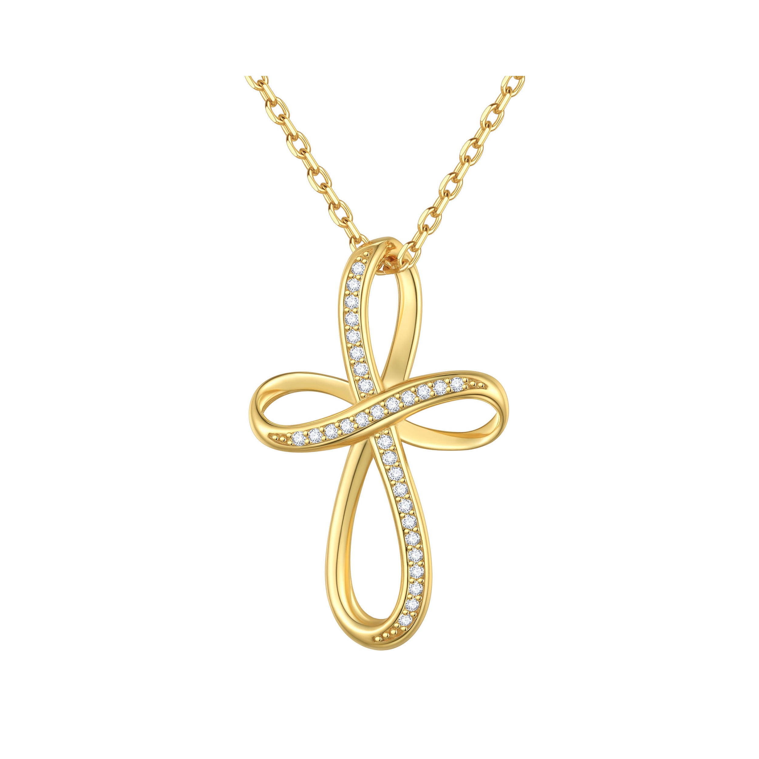 Cubic Zirconia Infinity Cross Adjustable Chain Necklace