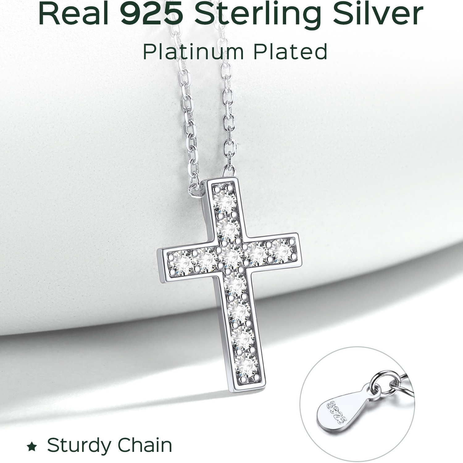 ChicSilver Sterling Silver Cubic Zirconia Cross Necklace