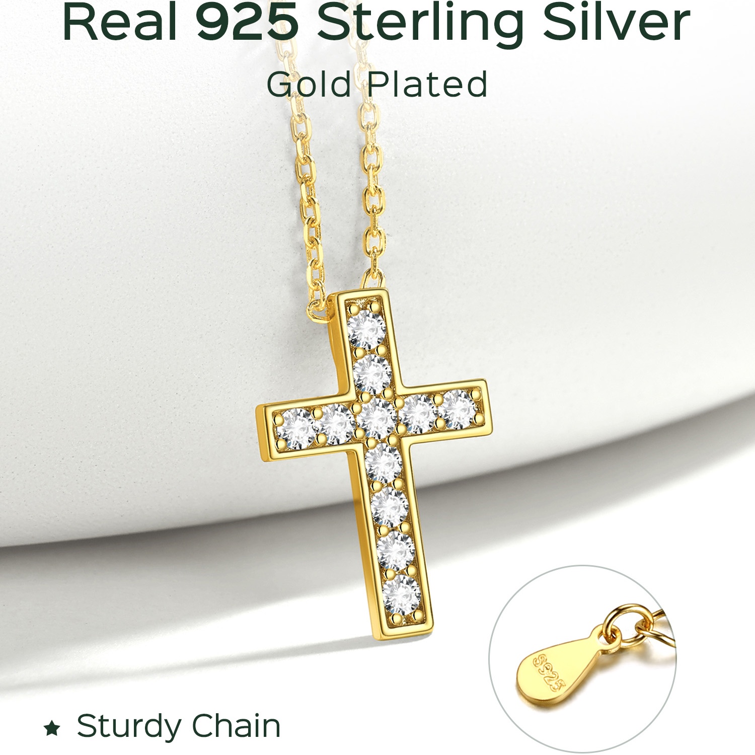 ChicSilver Sterling Silver Cubic Zirconia Cross Necklace