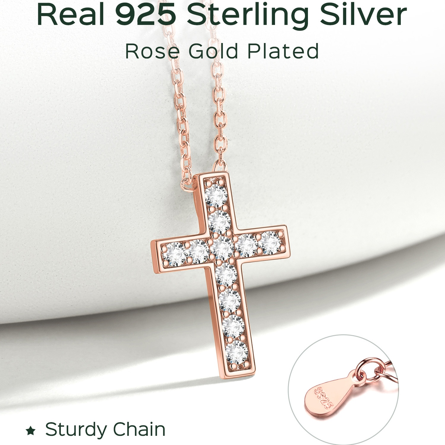 ChicSilver Sterling Silver Cubic Zirconia Cross Necklace