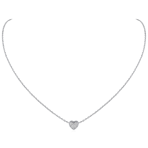 Sterling Silver Heart CZ Pendant Necklace For Her