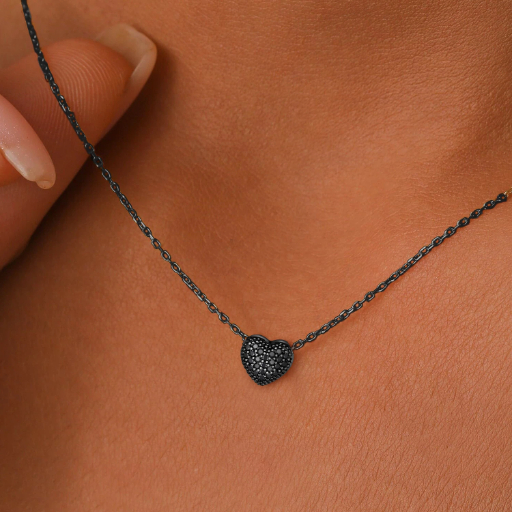 Sterling Silver Heart CZ Pendant Necklace For Her