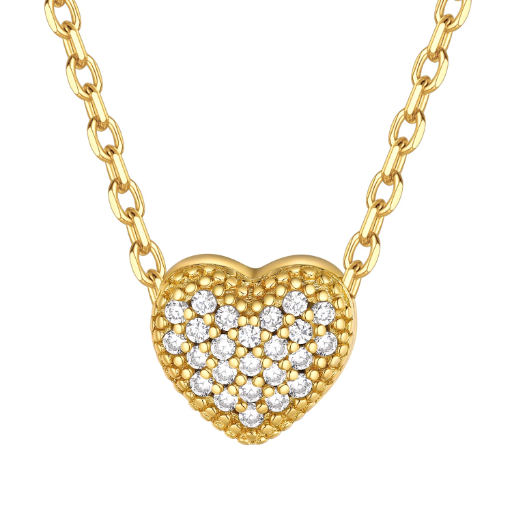 Sterling Silver Heart CZ Pendant Necklace For Her