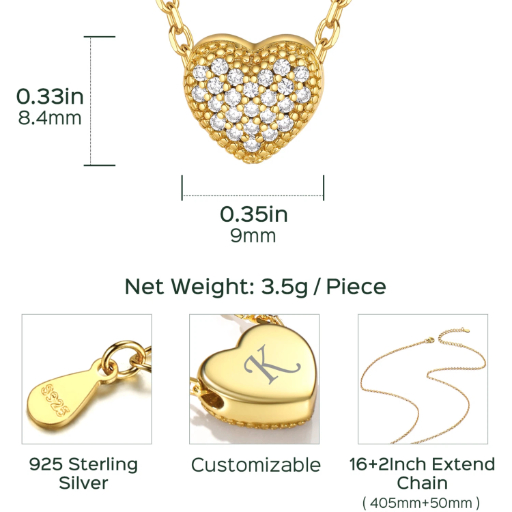 Sterling Silver Heart CZ Pendant Necklace For Her