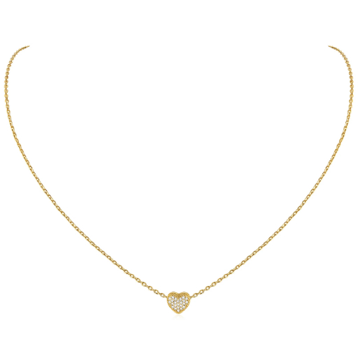 Sterling Silver Heart CZ Pendant Necklace For Her