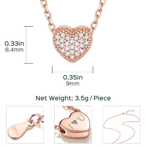 Sterling Silver Heart CZ Pendant Necklace For Her