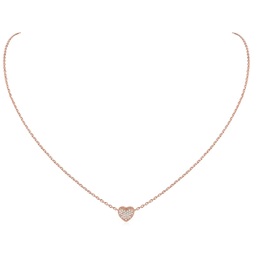 Sterling Silver Heart CZ Pendant Necklace For Her