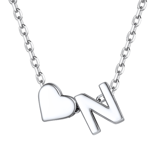 Heart & Initial Pendant Necklace