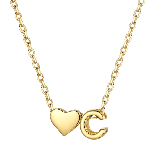 Heart & Initial Pendant Necklace