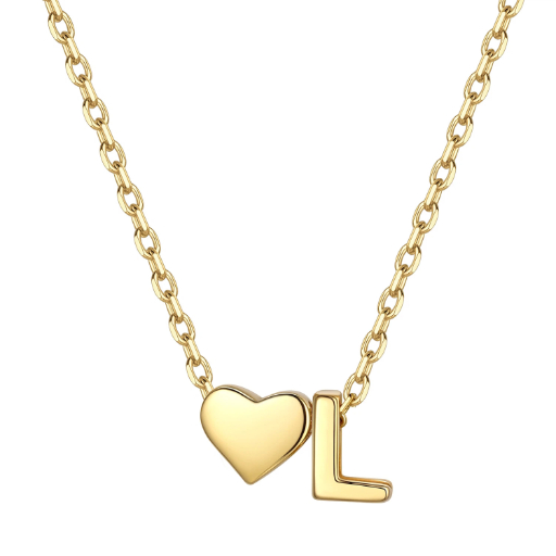 Heart & Initial Pendant Necklace