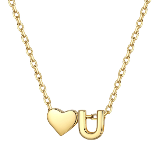 Heart & Initial Pendant Necklace