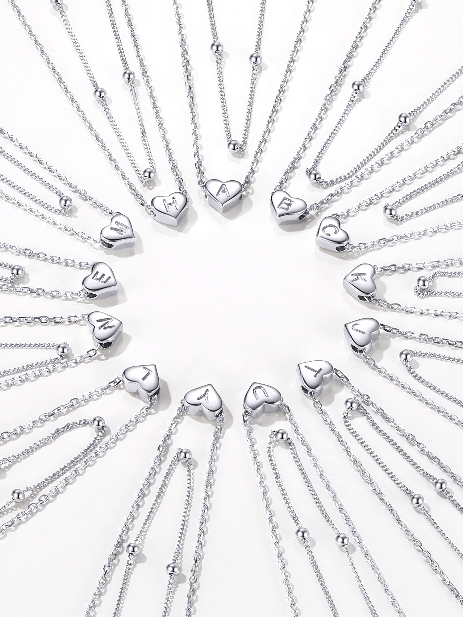 2025 hot Double-layered initial heart necklace for women, silver jewelry, A to Z  jewelry