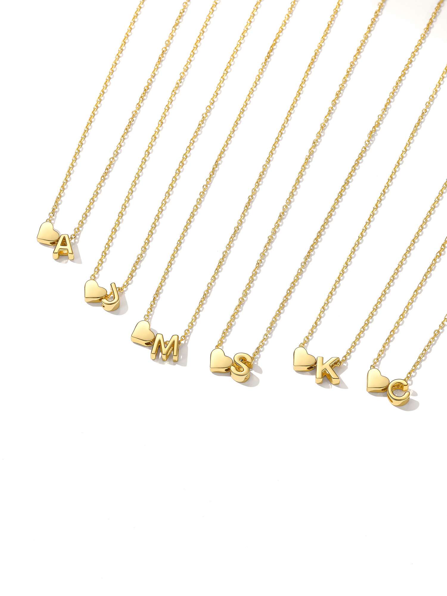 Gold Heart & Initial Pendant Necklace, sterling silver jewlery, heart necklace, initial necklace, gift idea,  A to Z  jewelry