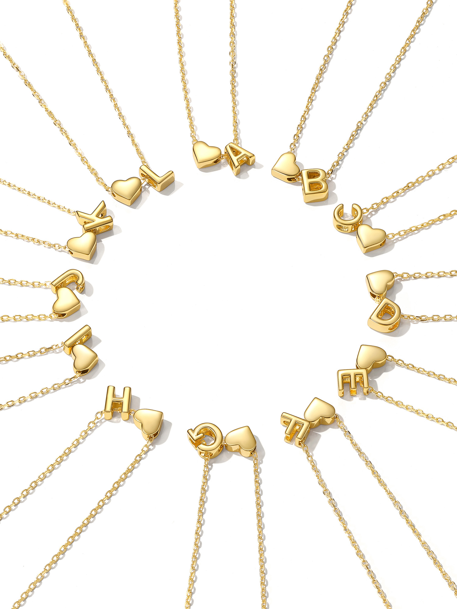 Gold Heart & Initial Pendant Necklace, sterling silver jewlery, heart necklace, initial necklace, gift idea,  A to Z  jewelry