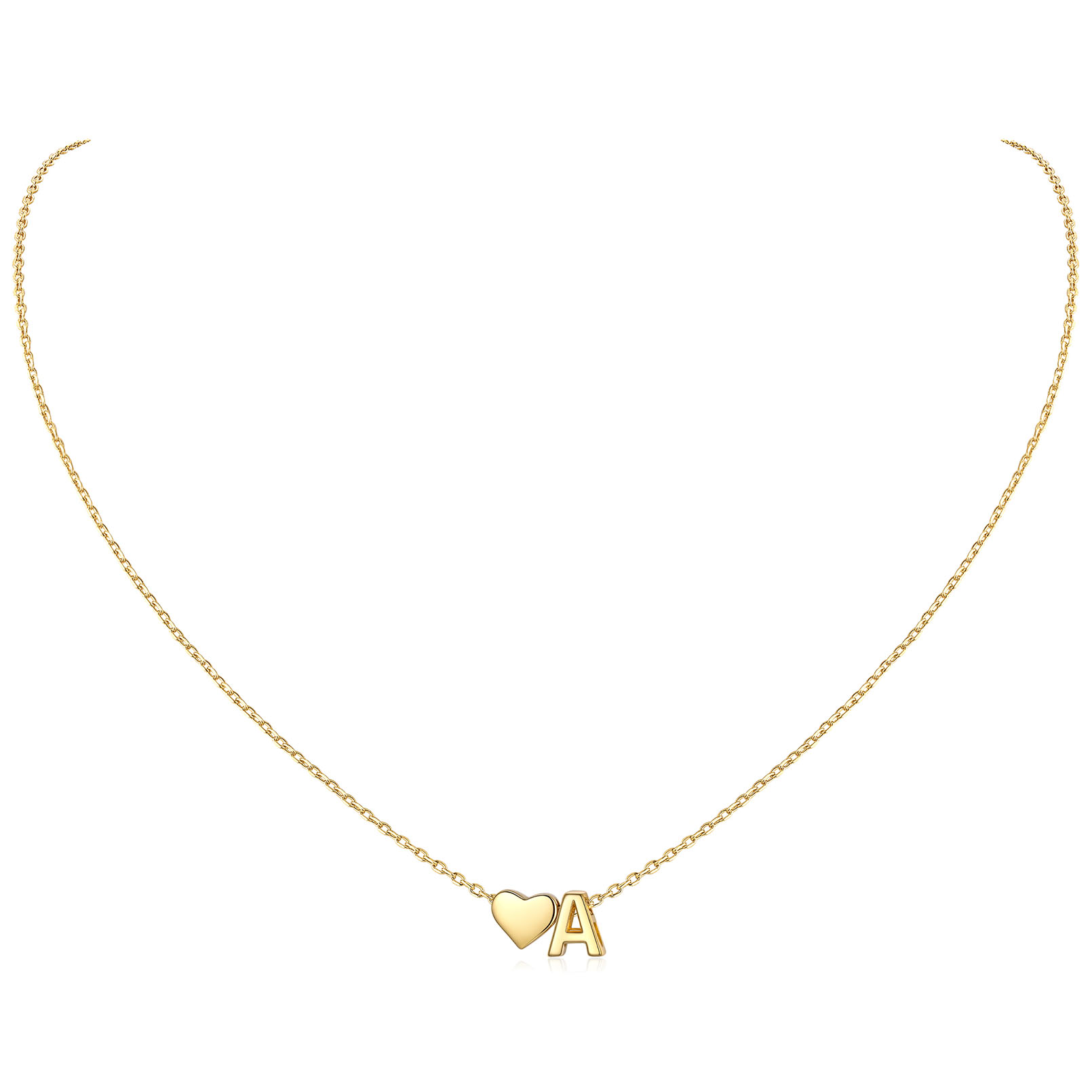 Heart & Initial Pendant Necklace