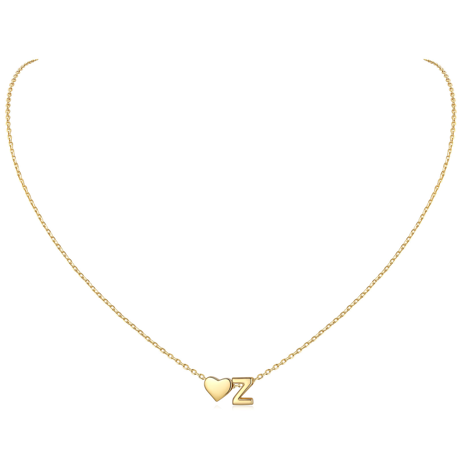 Z-Gold Heart & Initial Pendant Necklace, sterling silver jewlery, heart necklace, initial necklace, gift idea,  A to Z  jewelry