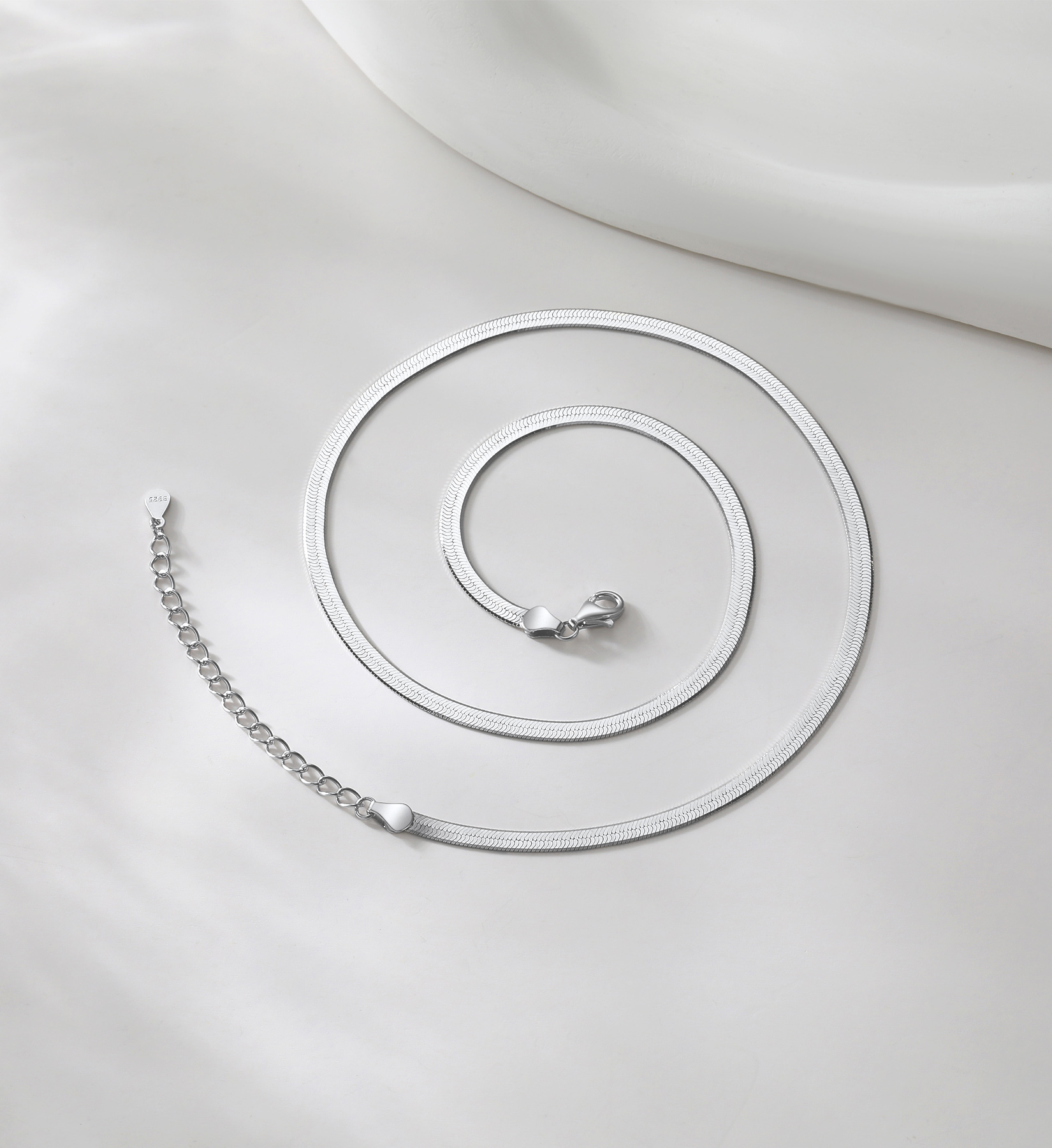 Sterling Silver ChicSilver 3mm Herringbone Flat Snake Chain Choker Necklace