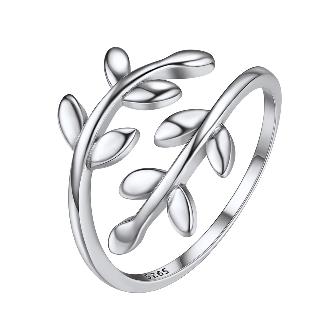 Minimalist Leaf High Polish Tarnish Resistant Comfort Fit Open Adjustable Ring