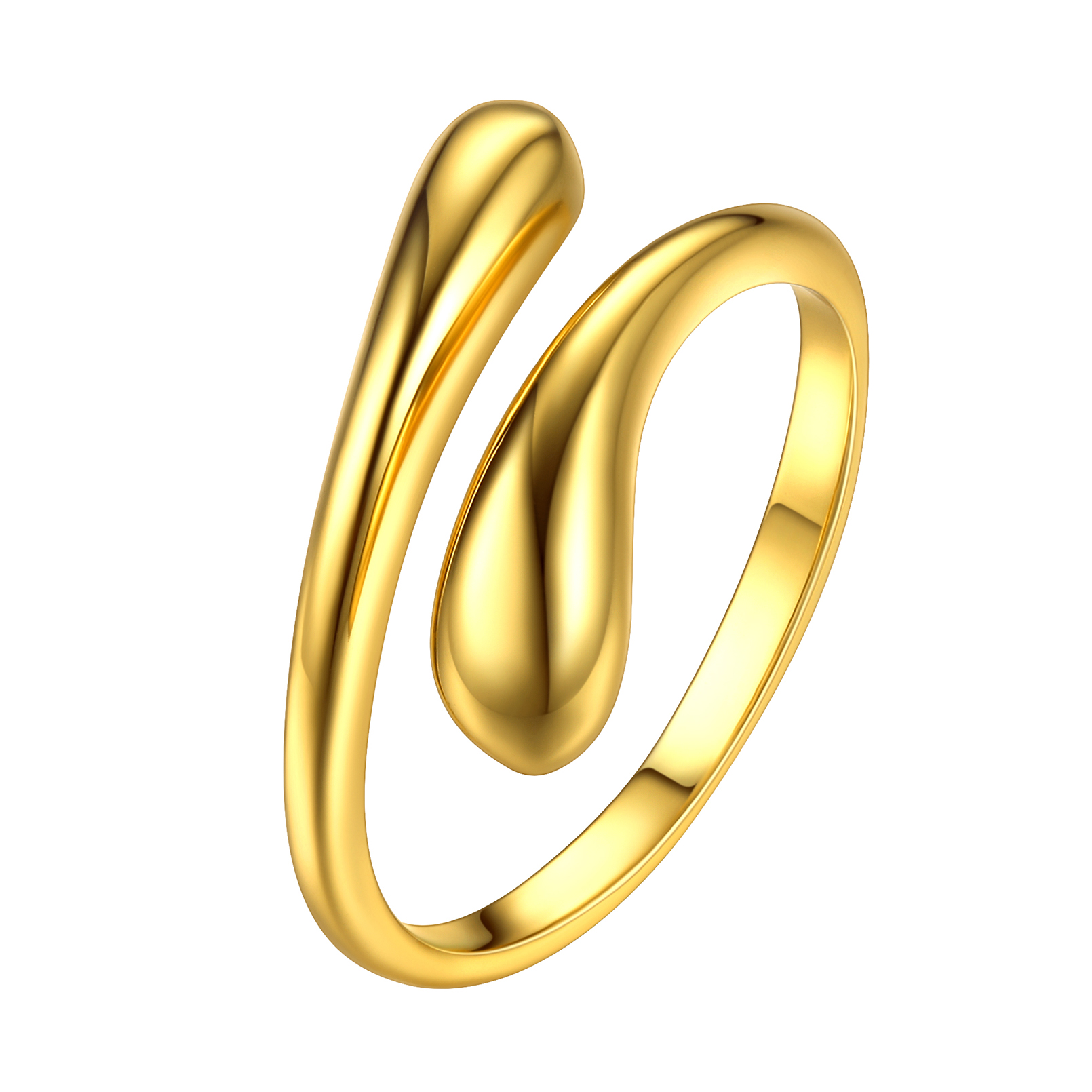Gold Minimalist Teardrop High Polish Adjustable Eternity Rings