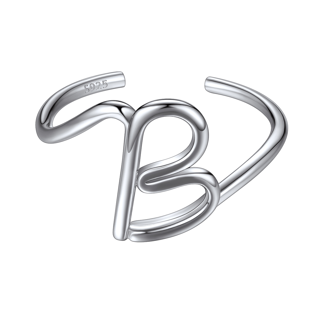 Simple Initial Letter Monogram A-Z Adjustable Ring