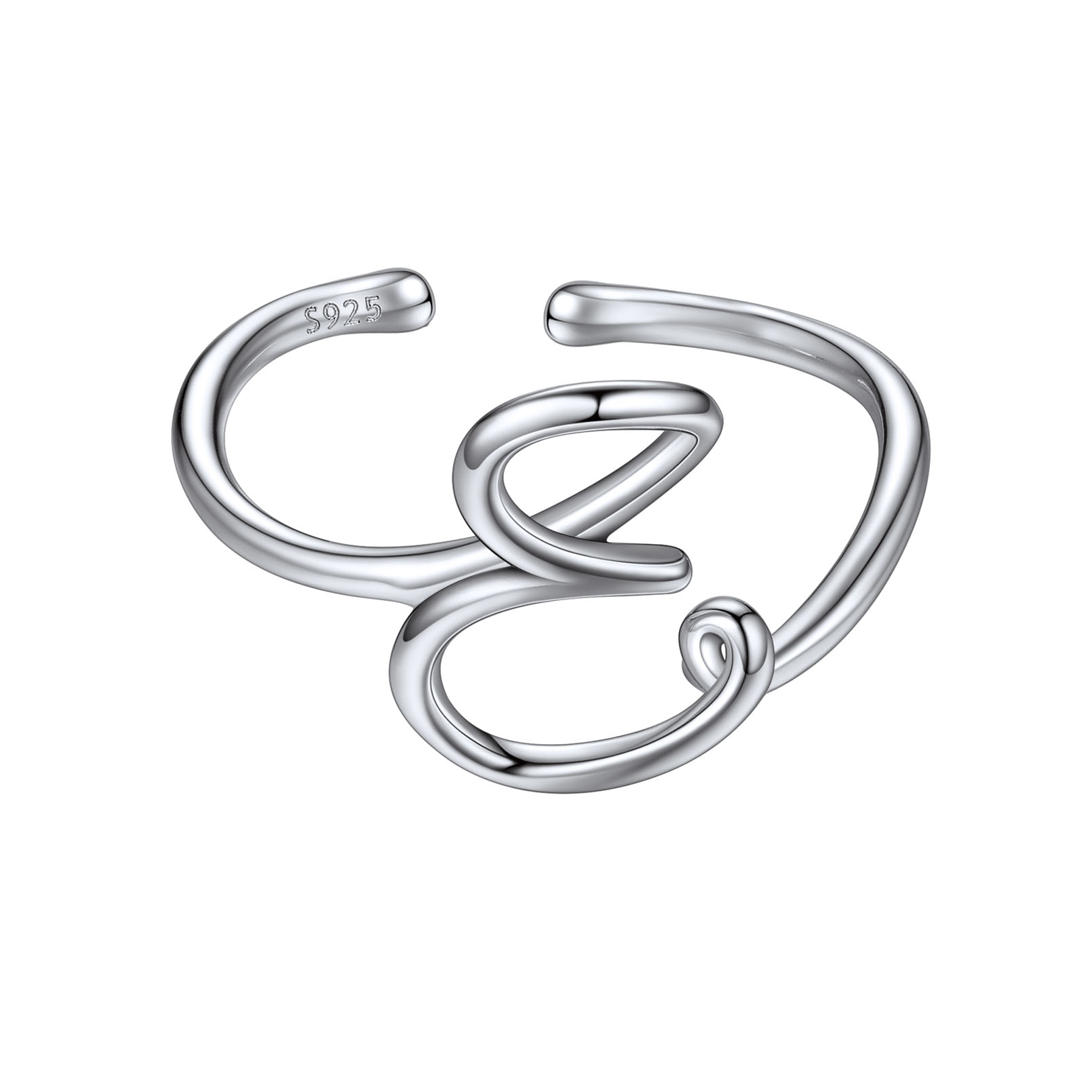 Simple Initial Letter Monogram A-Z Adjustable Ring