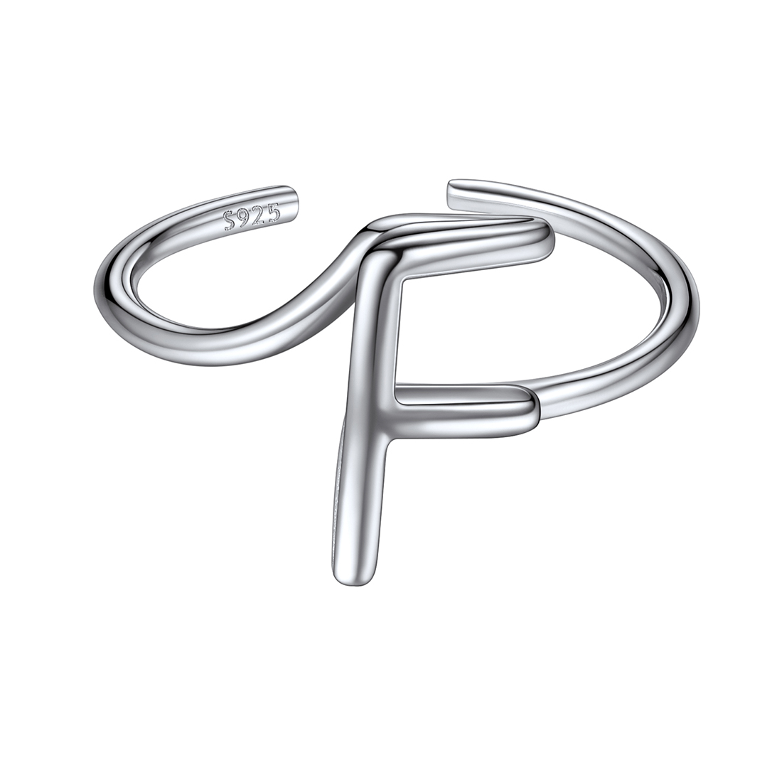 Simple Initial Letter Monogram A-Z Adjustable Ring
