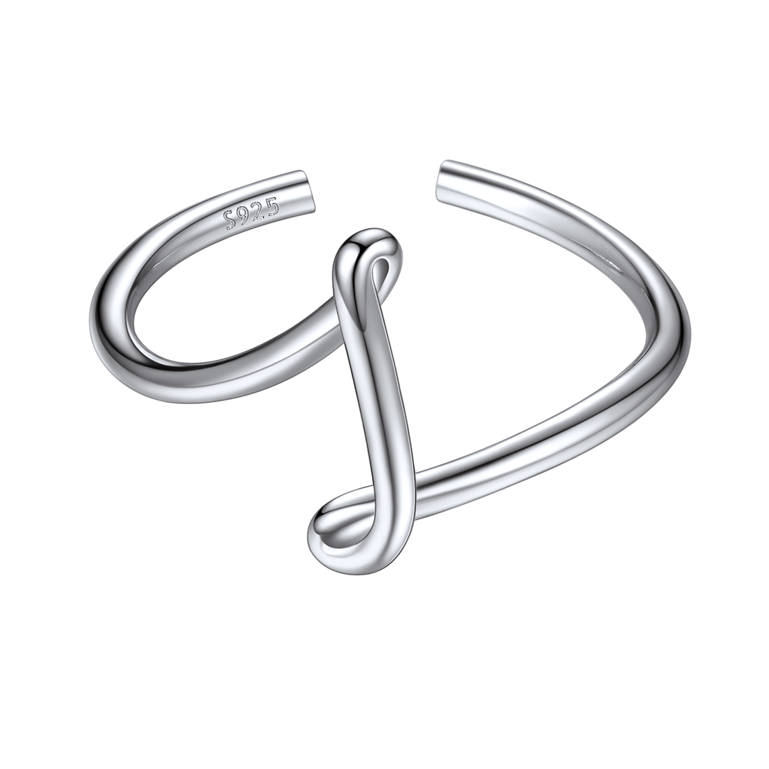 Simple Initial Letter Monogram A-Z Adjustable Ring