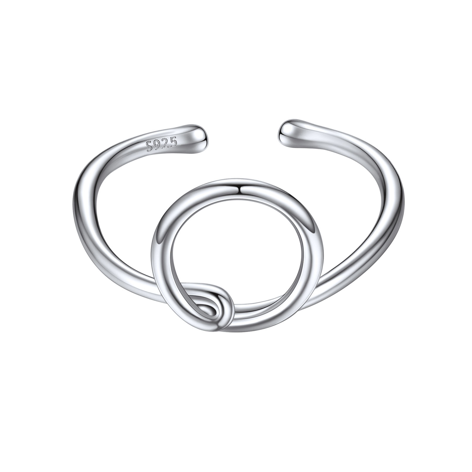 Simple Initial Letter Monogram A-Z Adjustable Ring