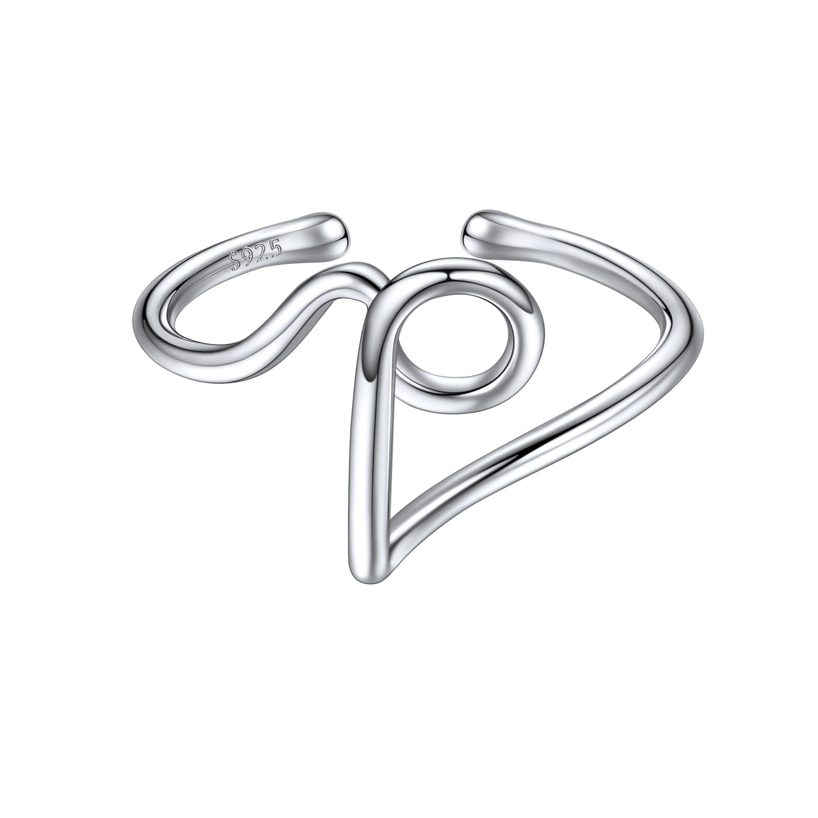 Simple Initial Letter Monogram A-Z Adjustable Ring