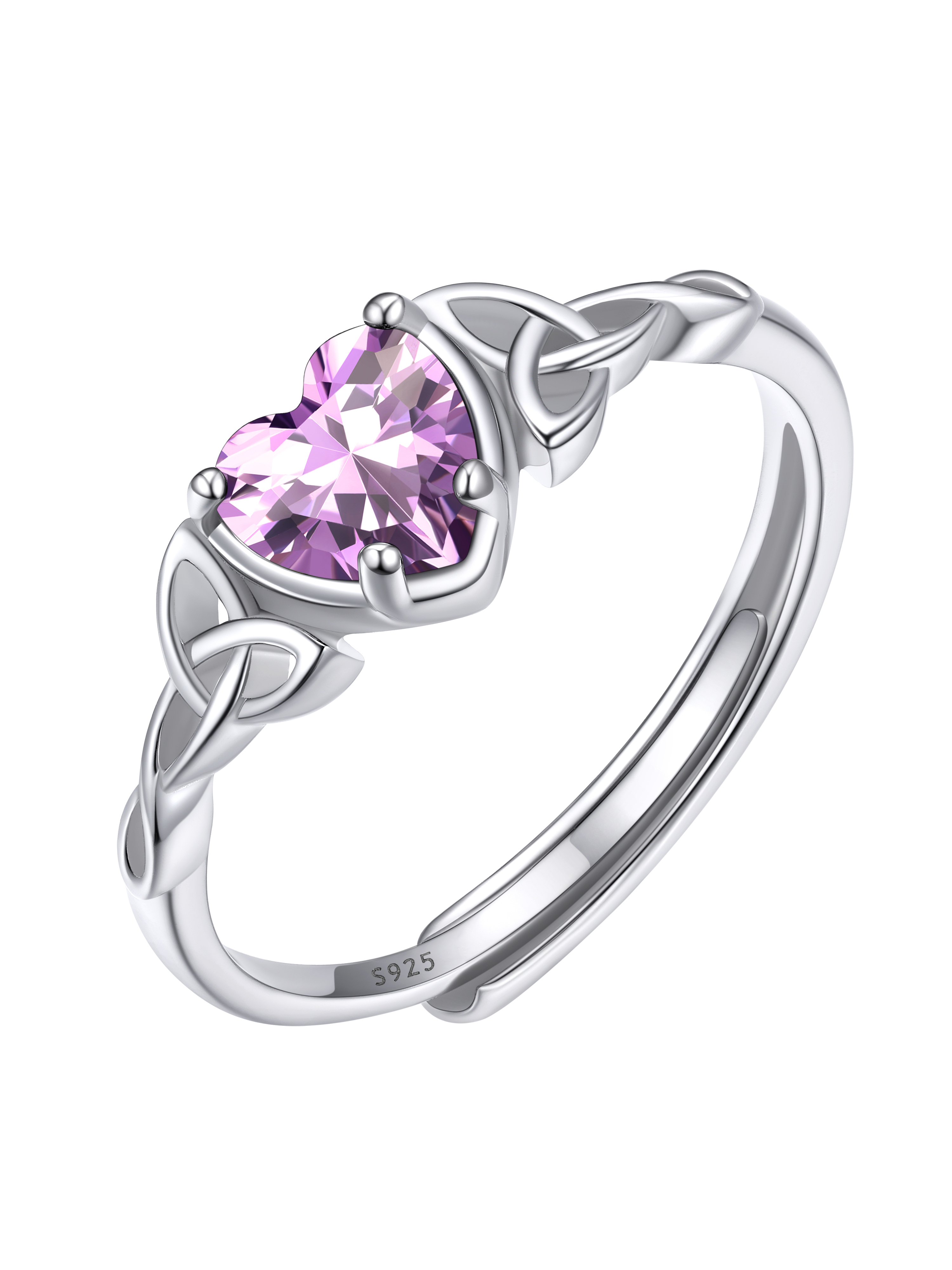 12 Months Celtic Knot & Heart Shape Birthstone Promise Rings for Women, june birthstone, Alexandrite Jewelry, Gemini Birthstone, Cancer Birthstone, sterling silver promise rings, gift idea