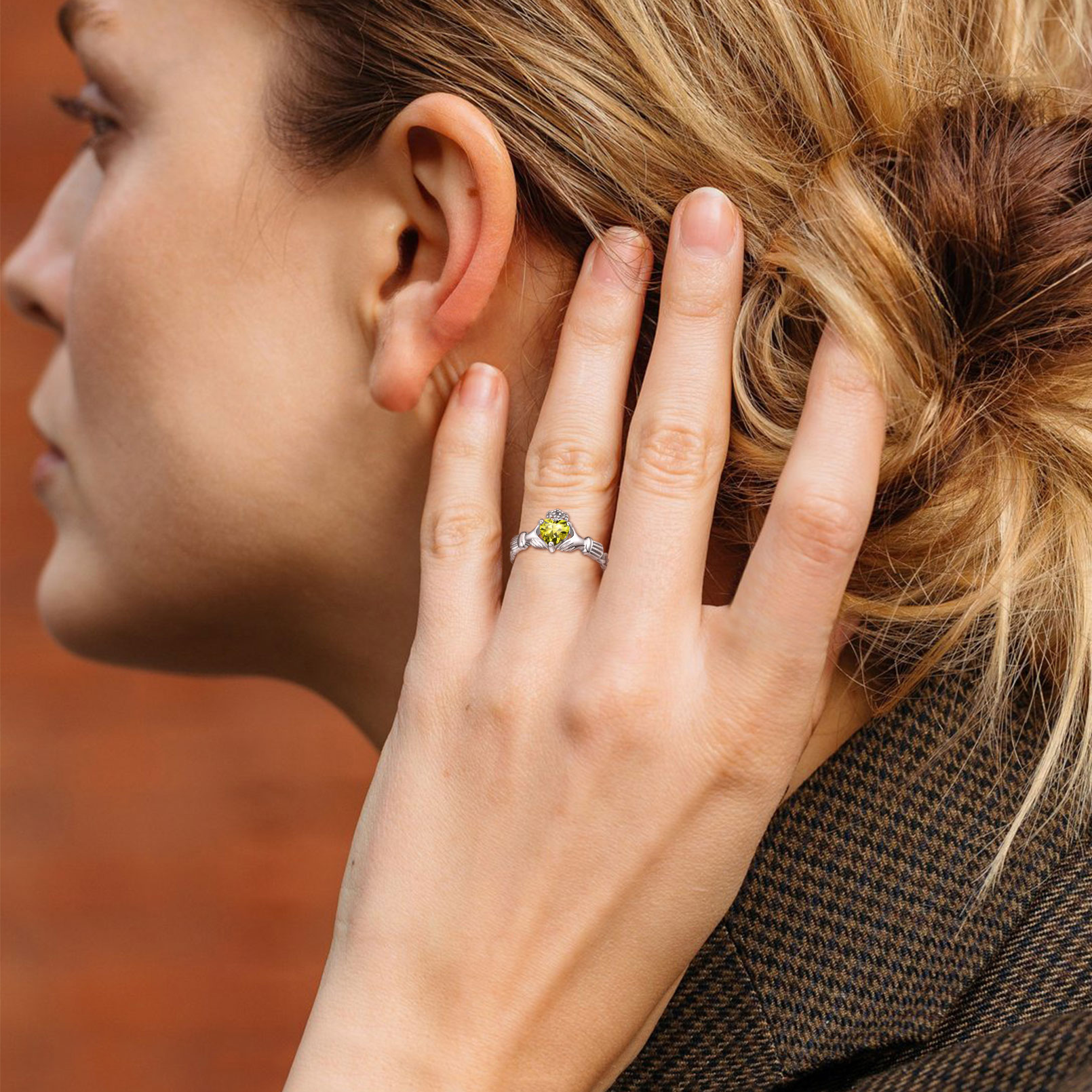 12 Months Celtic Knot Claddagh & Crown Heart Shape Birthstone Promise Ring for Women, august birthstone, Peridot Necklace, Leo Birthstone, Virgo Birthstone, sterling silver jewelry, gift idea