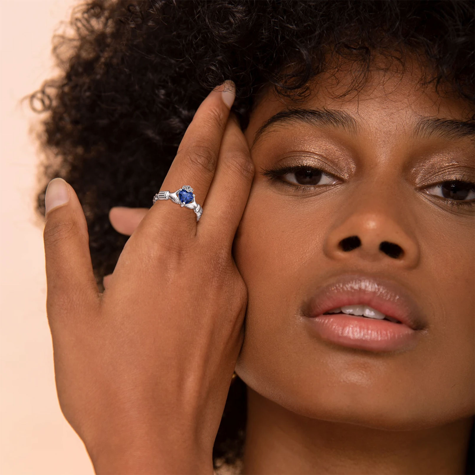 12 Months Celtic Knot Claddagh & Crown Heart Shape Birthstone Promise Ring for Women, september birthstone, Sapphire Jewelry, Virgo Birthstone, Libra Birthstone, sterling silver jewelry, gift idea