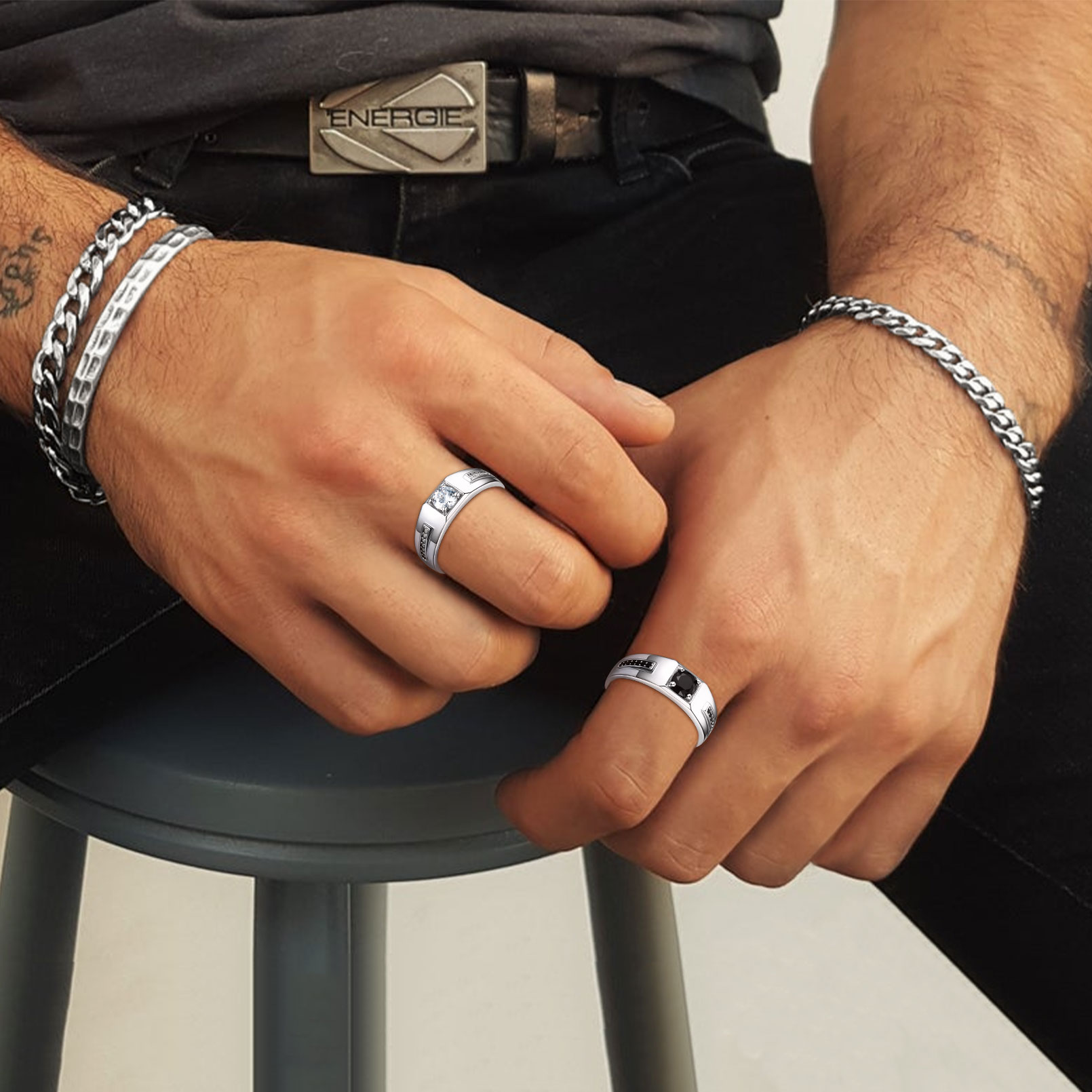 Sparkling Cubic Zirconia Ring for Men, Father, boyfriend, teenager, husband