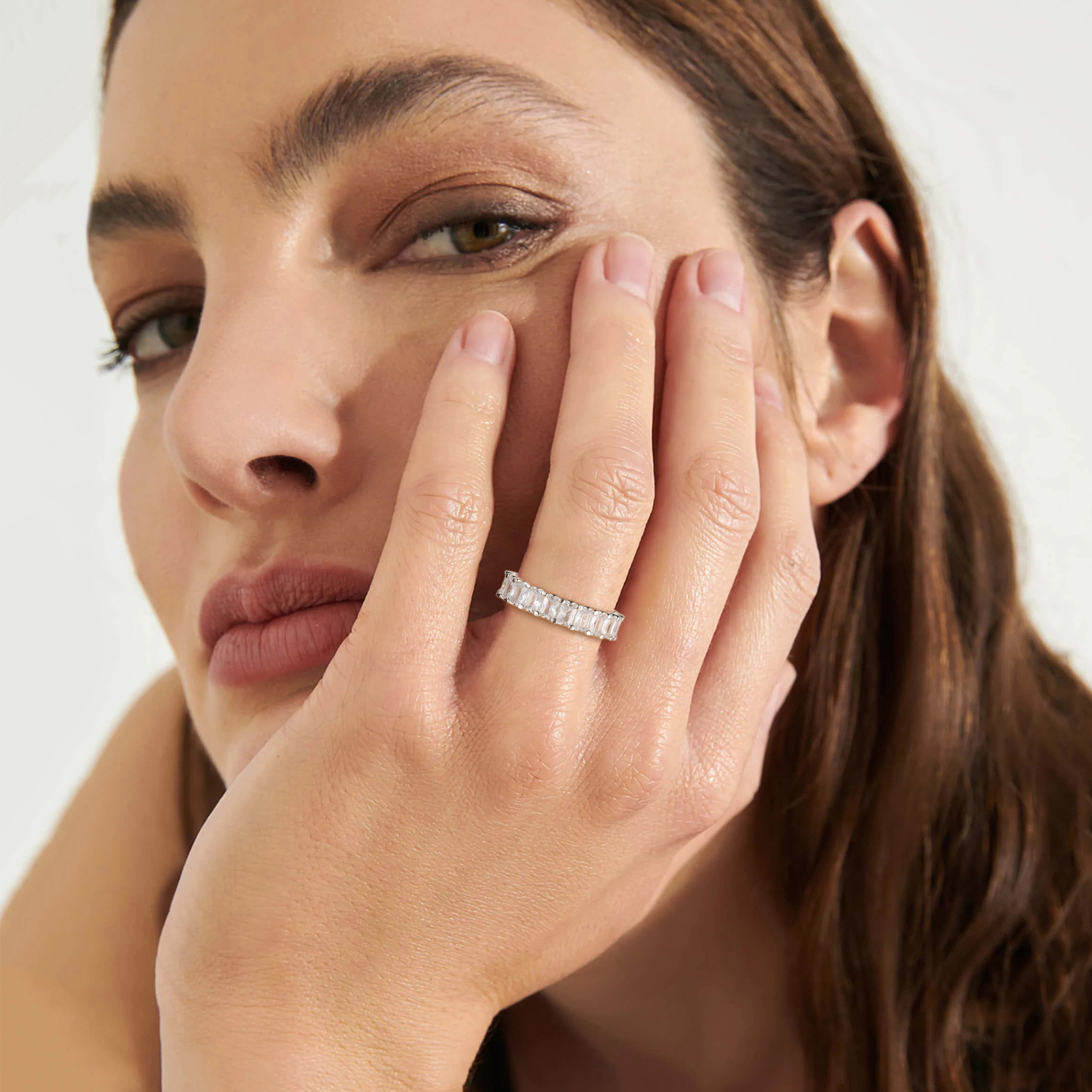 Sterling Silver 3mm Cubic Zironia Wedding Band Ring For Mmen