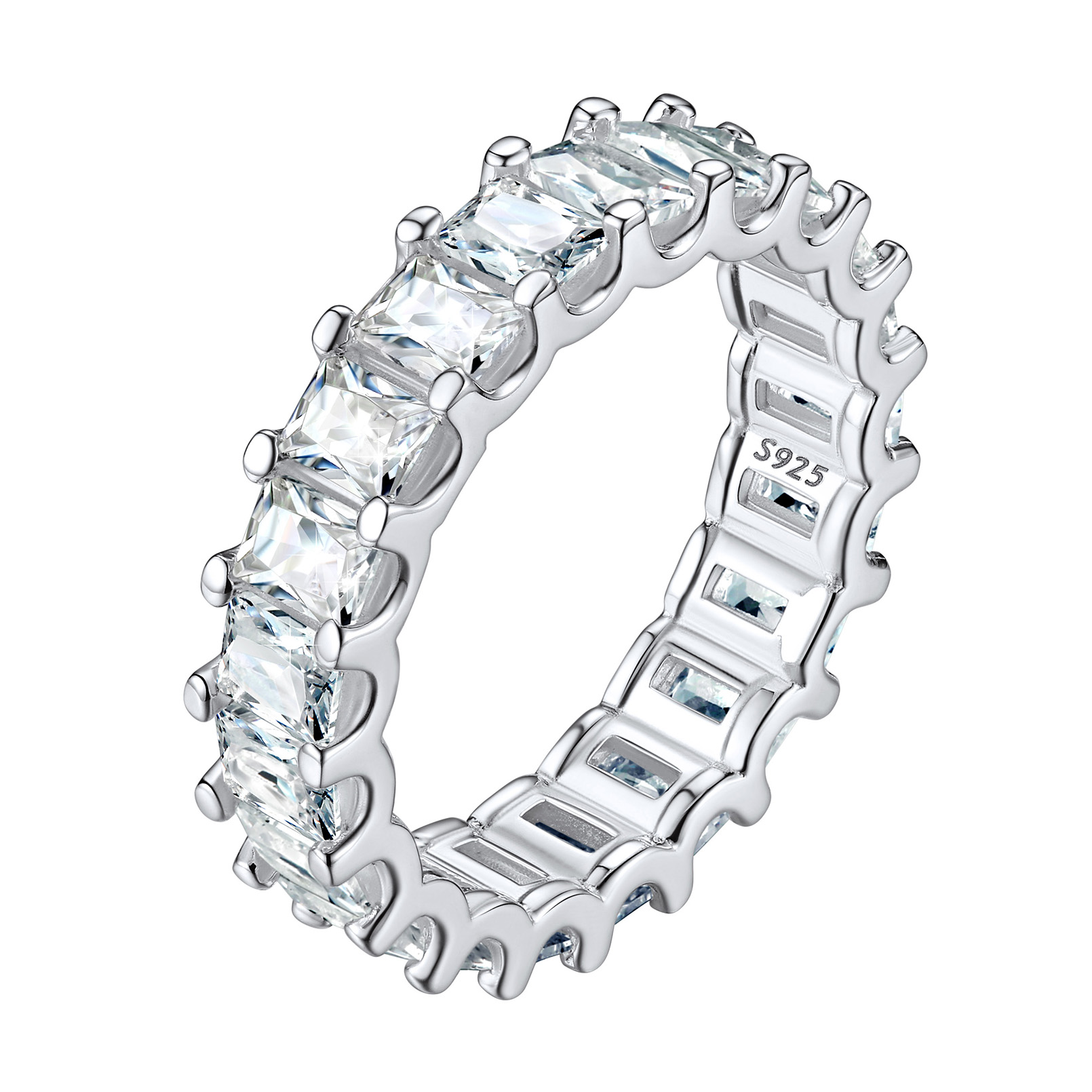 Sterling Silver 3mm Cubic Zironia Wedding Band Ring For Mmen