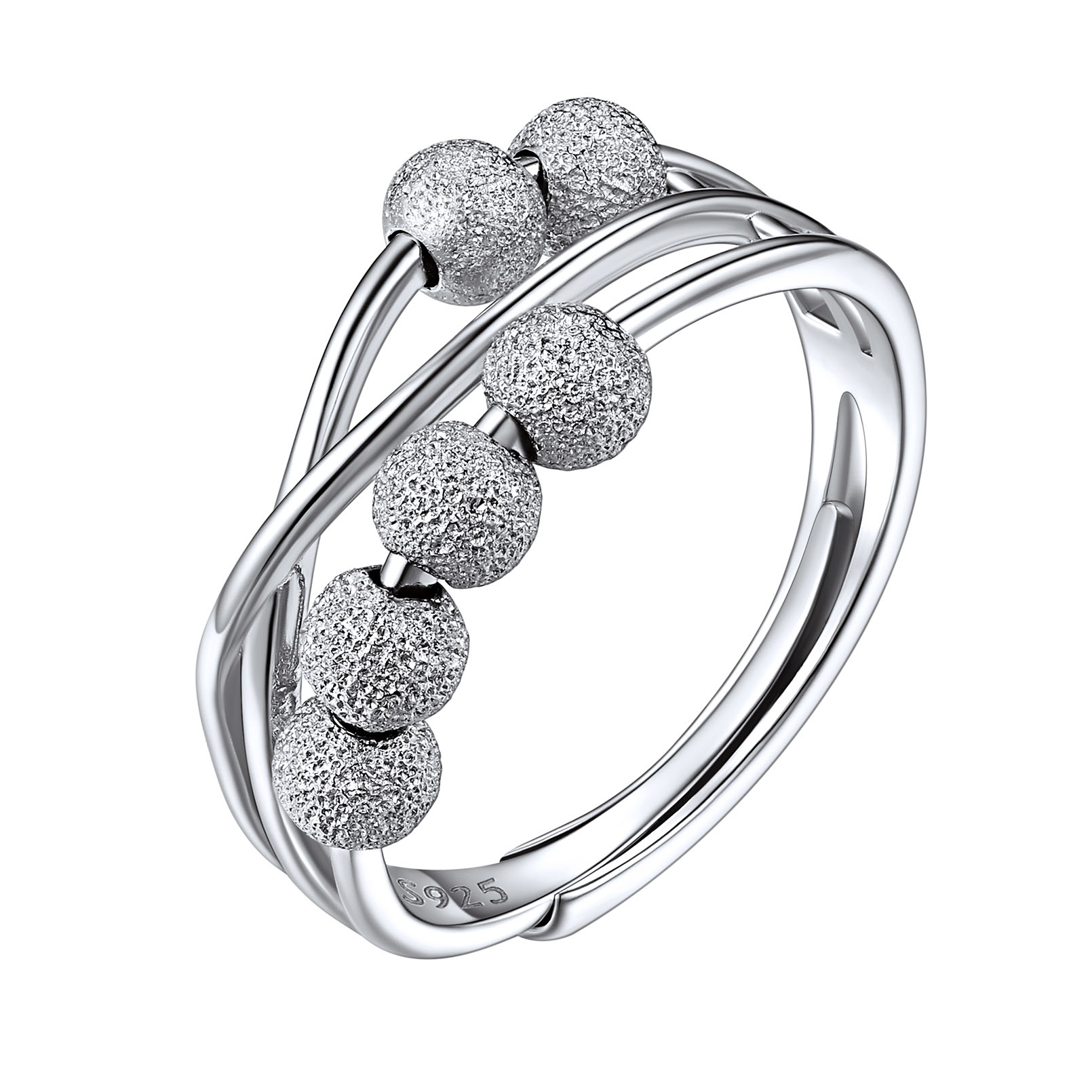 Sterling Silver Spinner Fidget Ring Anxiety Stress Relief  For Her