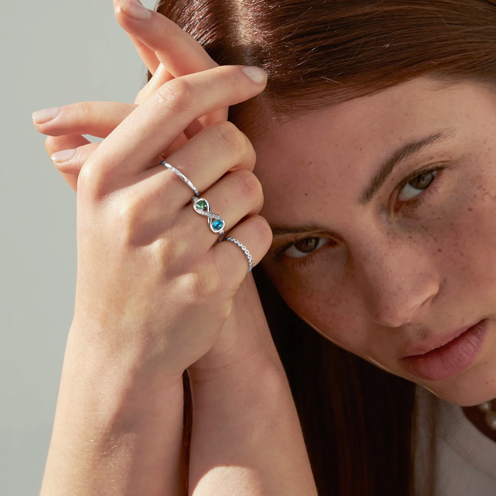Personalized Infinity Birthstone Promise Rings   for Women