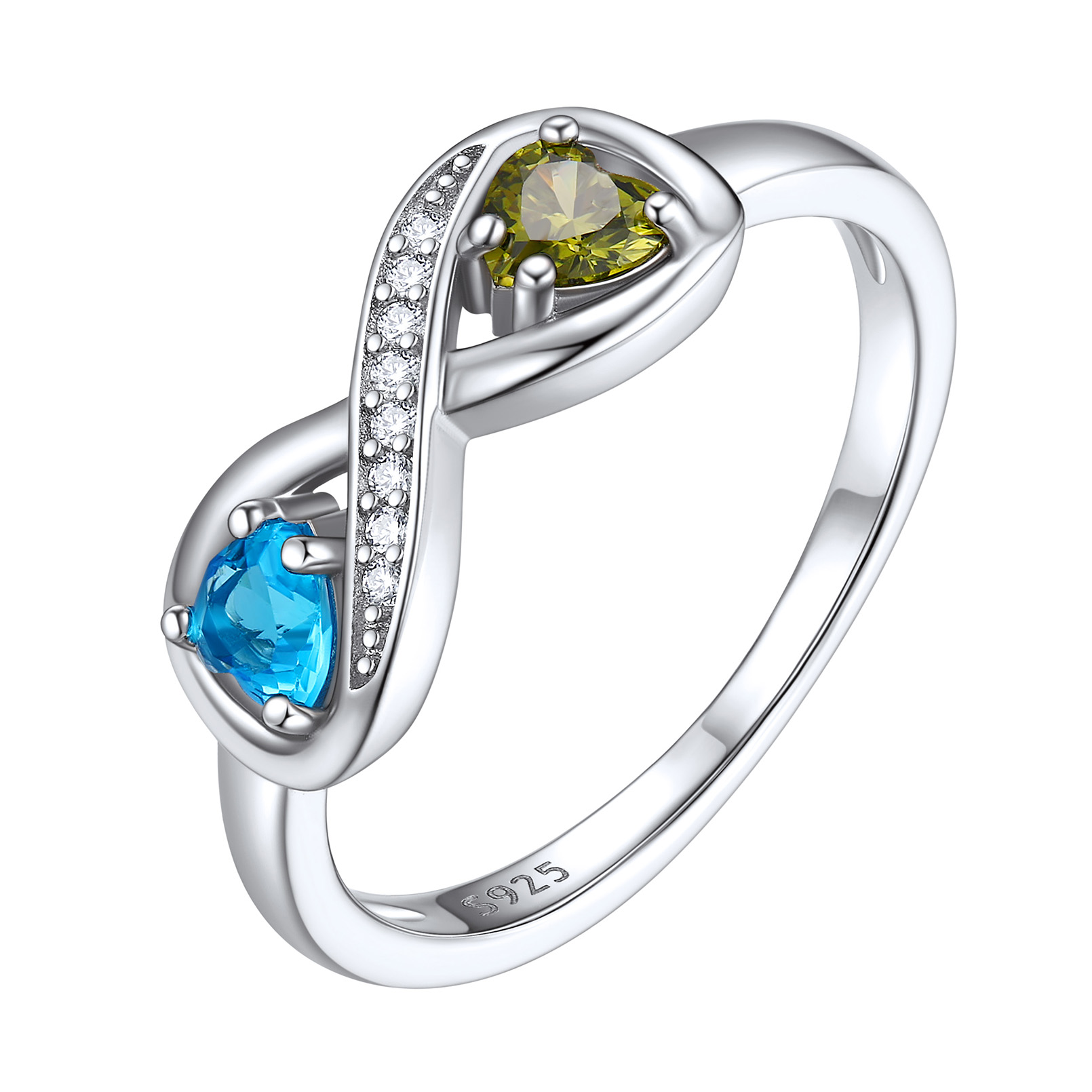 Personalized Infinity Birthstone Promise Rings 
