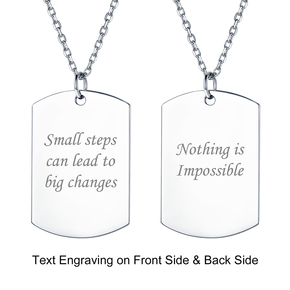 ChicSilver Custom Engraved Dog Tag Pendant Necklace For Her&Him