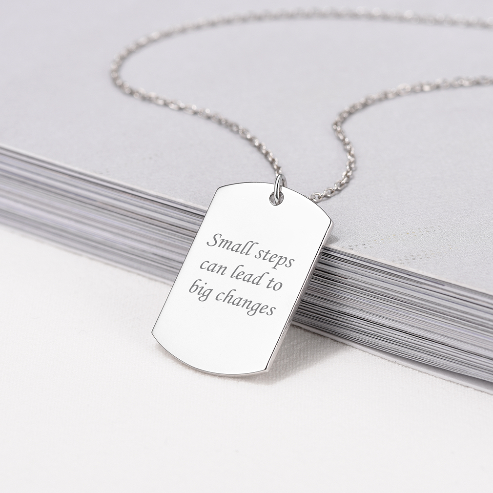 ChicSilver Custom Engraved Dog Tag Pendant Necklace For Her&Him