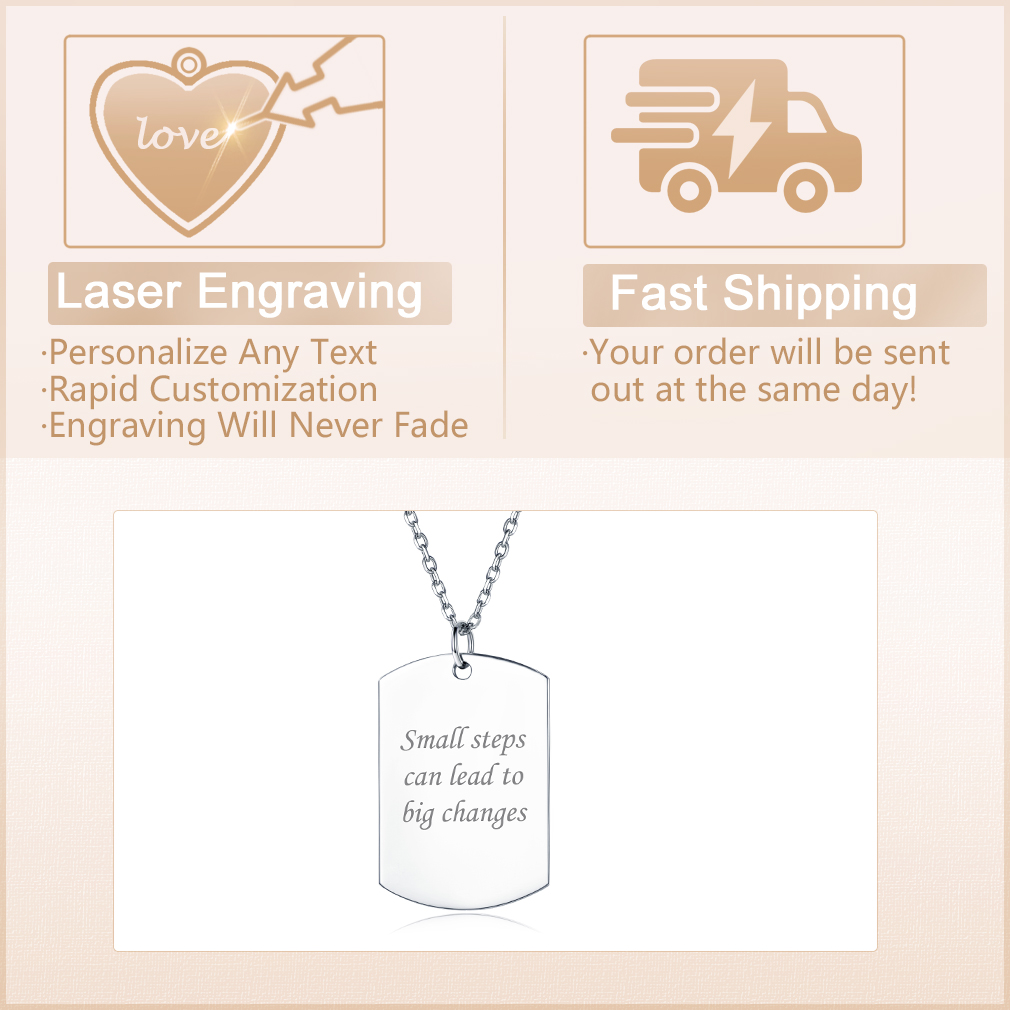 ChicSilver Custom Engraved Dog Tag Pendant Necklace For Her&Him
