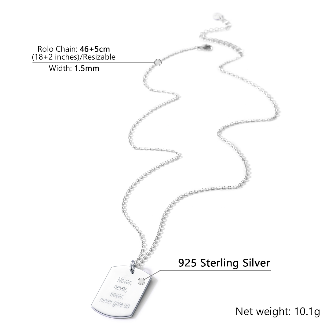 ChicSilver Custom Engraved Dog Tag Pendant Necklace For Her&Him