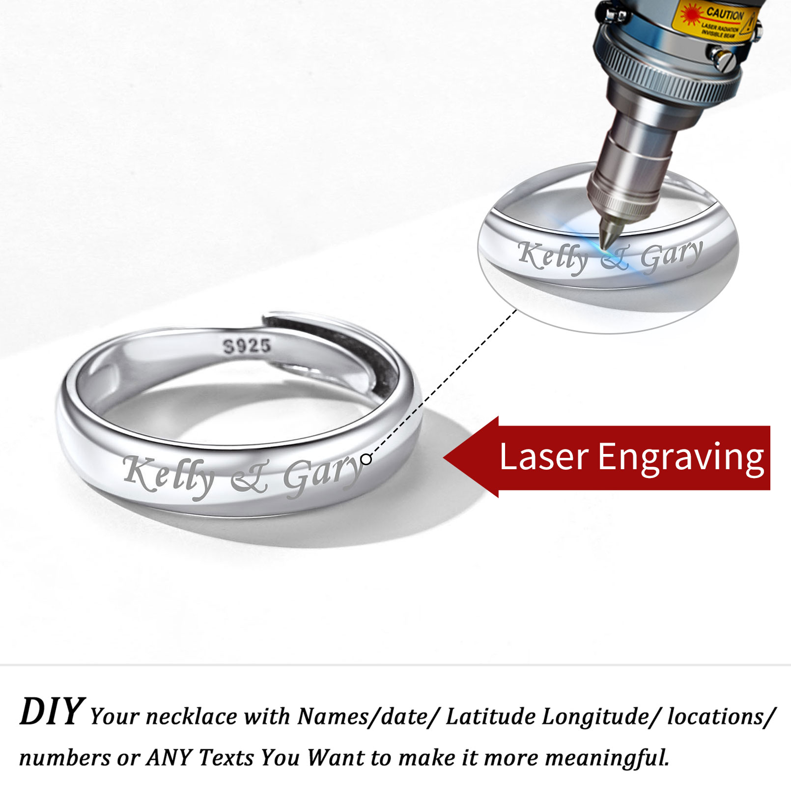 Custom Sterling Silver Engravable Ring Wedding band For Her